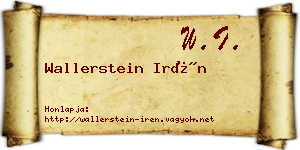 Wallerstein Irén névjegykártya